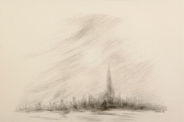 Birkin Drawing of City Across the River